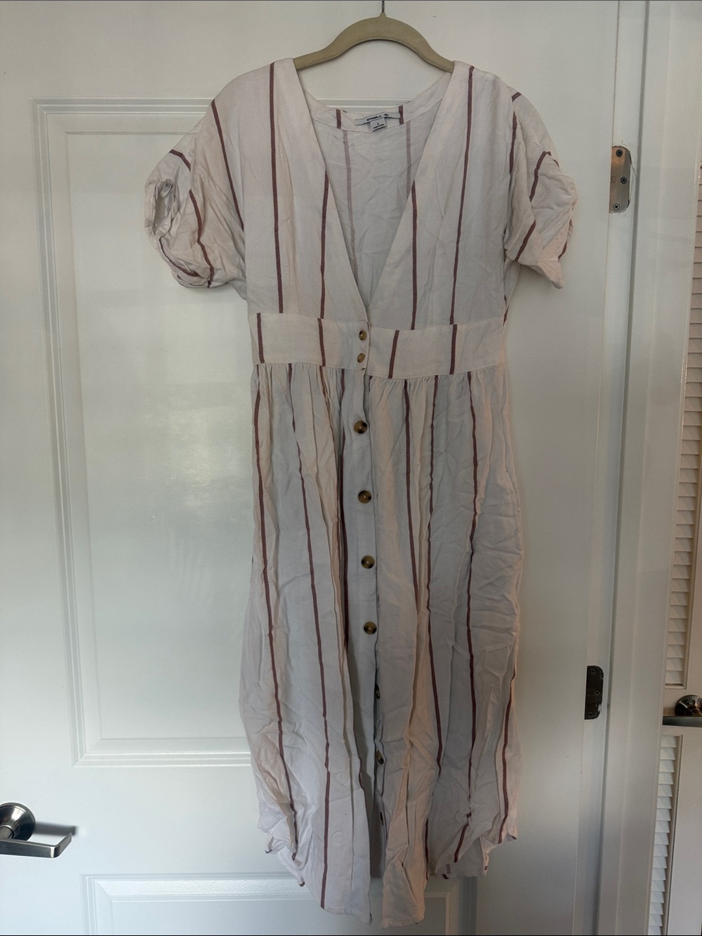 O'Neill White Midi Dress with Rust Stripes
